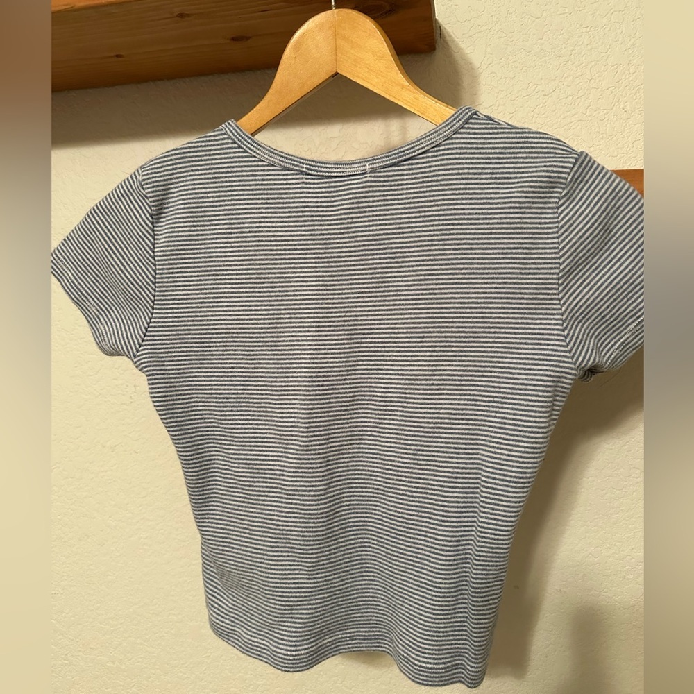 Brandy Melville Embroidered Striped Cropped T Shirt - Picture 5 of 5